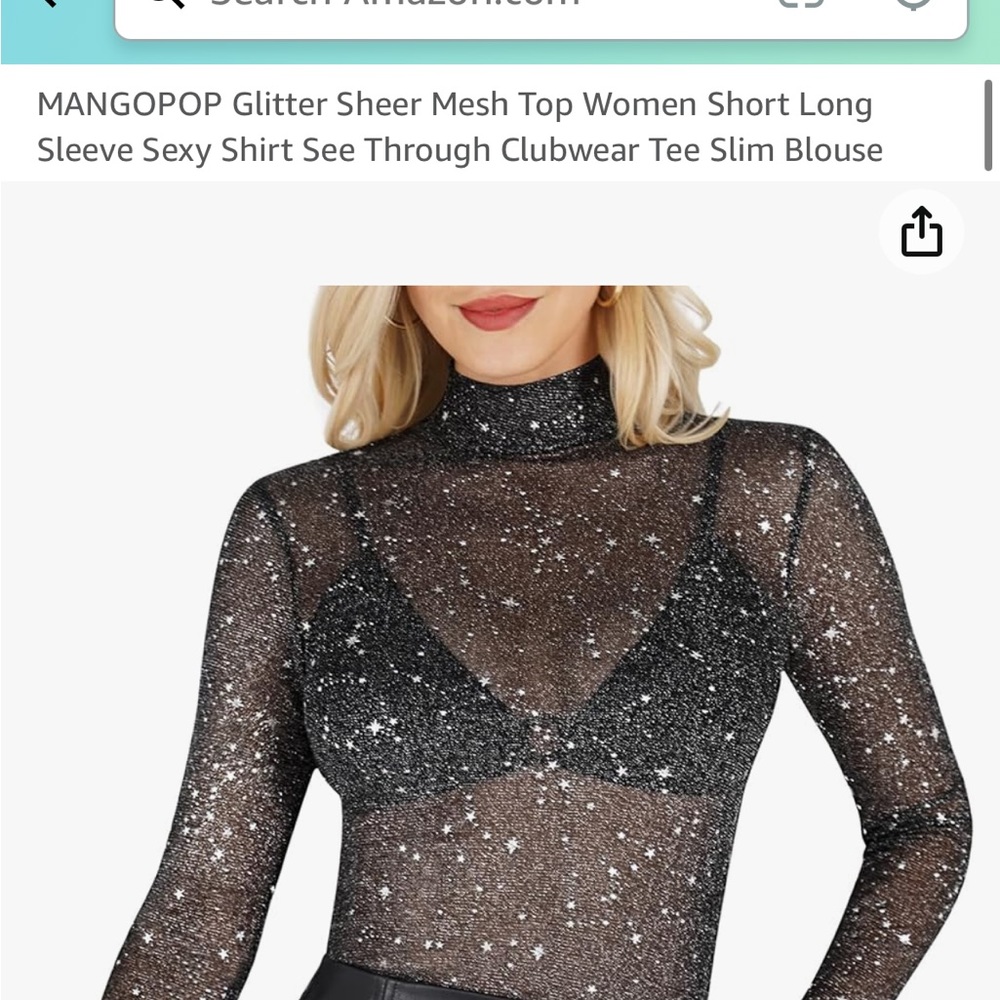 Glitter Sheer Mesh Long Sleeve Top - NEVER WORN